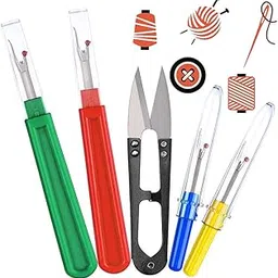 4 Pieces Sewing Seam Ripper Professional Set, XCOZU Large / Small Seam Ripper Comes with Black Trimming Scissors, Thread Cutter Removal Tool Separator for Seams for Opening Seams and Hems image 1