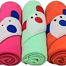 BRANDONN Newborn Baby Fleece Hooded Teddy Face Wrapper Towel Cum Baby Blanket Combo Pack - Pack of 5, 26 Inch x 33 Inch, Multicolour, Assorted Colour-picture-28