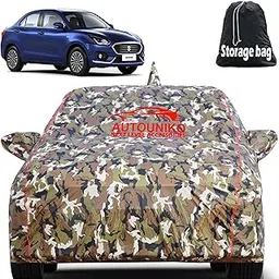AUTOUNIKO Waterproof Car Body Cover for Maruti Suzuki Dzire (2017-2024) with Mirror and Antenna Pocket and Soft Cotton Lining (Full Bottom Elastic Triple Stitched) (Jungle Print with Red Piping)-picture-27