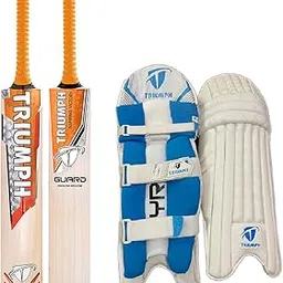 Triumph Guard English Willow Cricket Bat Mens and Tyro Batting Legguard L/H-picture-18