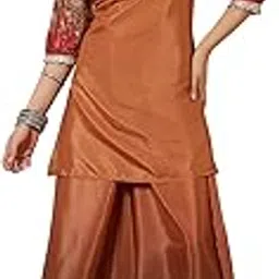 deebaco Women's Tie-Dye Silk Blend Ankle Length Kurta with Palazzo Indo Western Co Ord Set for Women Fashion Stylish|Long Dresses for Woman Western|Two Piece|Party Casual Wear(Mustard)-picture-24