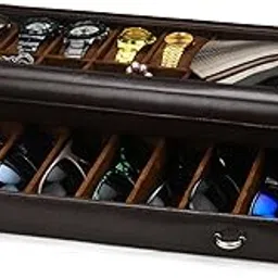 essacci faux Leather Men Women Sunglasses Organize for Travel 18 Slot Travel Sunglasses Case Roll Organizer Classic in Snakebit-Brown-picture-19