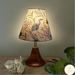 SOLAZA® Wooden Bedside Table Lamp for Bedroom & Living Room(14 Inch, Wood, Without Bulb, Pack of1) | Table Lamp for Home Decoration Office Study Dinning Room (Ostrich_Print)-picture-25