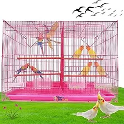 VAYINATO Petzlifeworld 2 Feet Partition Birds Cage|Suitable For All Small Birds (Pink)-image-24