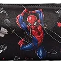 Round Pencil Pouch | Marvel Spiderman Pencil Pouch for Kids | Multi-Purpose Travel Pouch | Stationary Holder | Pencil Utility School Pouches | Geometry Box | Black-image-2