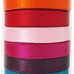 Lucknow Crafts Premium Satin Ribbon Multicolored Set of 10 Rolls, 10 Mt Each Roll, Total 100 Mt. (Half Inch)-picture-34