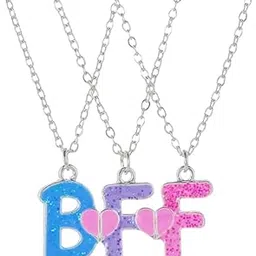 mippo 3 Person BFF Magnetic Heart Necklace Colorful Friendship Pendant for Kids, Best Friend-picture-41