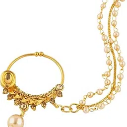 gc premium jewellery Premium Gold-Plated Floral CZ Nose Ring with Three Beaded Layers-picture-40