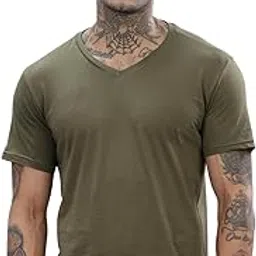 Men 100% Cotton Regular Fit V-Neck T Shirt, Ideal for Casual Wear, Workouts and Loungewear, Adding A Stylish Touch.-image-37