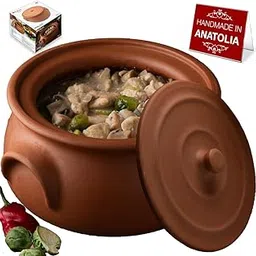 Hakan Handmade Clay Pot with Lid, Natural Unglazed Vintage Earthen Cookware, Traditional Rice Cooking Casserole, Terracotta Pans for Cooking Korean, Indian, Mexican and Chinese Dishes, Small-image-43