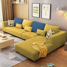 Casaliving Minta Right Hand Side 6 Seater L Shape Sofa Set for Living Room (Yellow Premium Colour) Premium Fabric Sofa Set for Living Room-picture-14