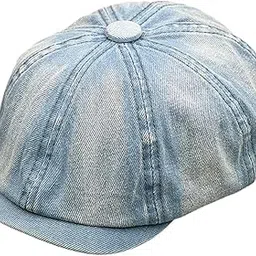 myaddiction Womens Beret Hat Newsboy Cap Denim Paperboy Painter Hat Casual Visor Light Blue-picture-17