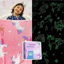 FAMYO Unicorn & Fairy Glow Blanket for Gifting for Kids | Birthday Gift for 0-15 yrs | AC Blanket for Children | Return Gifts & Party Favour | Perfect for Gifting for Niece/Nephew/Son/Daughter (Pink)-picture-31