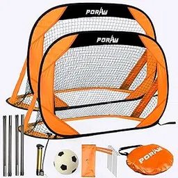 porayhut 4FT Pop Up Kids Soccer Goal and Ball Sets Portable Soccer Net for Training Easy Assembly with Compact Carrying Bag Gift Idea for Toddlers with Pump and 8 Stakes-image-25