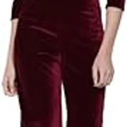 vaararo Basic Jumpsuit for Women with V-Neck Ruffles and Side Pockets | Shiny Velvet Party One Piece Outfit-picture-58