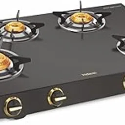 Vidiem Gas Stove S4 244 A Tusker Gold (Black) | Galvanized Iron 4 Burner framelesss Gas Stove | Manual Ignition | Safety, Reliability, High Efficiency | 5 years warranty image 1