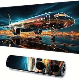 Gaming Mouse Pad, Optimised for Speed and Precision, Premium Anti Skid Rubber Base, for Office Desktop Laptop PC Mac 300x800x2mm (Airplane) image 1