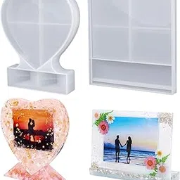 Tazweeq 2PCS Epoxy Molds, Silicone, Silicone Molds Rectangle & Heart Shape Epoxy Resin Molds, Large Size Picture Frames, for DIY Home Table Décor-image-66