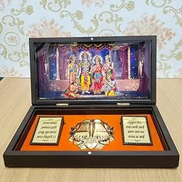 ARNAVIRA Ram Darbar | Ram Parivar Photo Frame with Charan Paduka Pocket Temple for Diwali Gift,House Warming Gifts Return Gift Puja Box (Ram Darbar)-picture-30