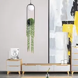 SMOKEY COCKTAIL Sky Garden Planter Light - Beautiful Adjustable LED Ceiling Pendant Lamp With Hanging Planter - White/Warm Light (White Light With Plant)-picture-28