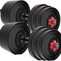 SX Fitness PVC Dumbbells Combo With 1 Pair Of Dumbbell Rod For Home Gym Dumbbells Kit, Black-picture-26