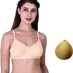 bencomm Mastectomy Cancer Pocket Skin White Bra with one Micro Fiber Filled Adjustable Pad | Cotton Bra-picture-11