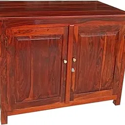 Solid Sheesham Wood Sideboard Tv Cabinet for Living Room | Free Standing Movable Tv Unit Side Board Table with 2 Door Cabinet Storage Furniture for Home | Rosewood, Natural Honey-image-38