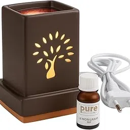 Pure Source India Electric Aroma Burner, With 10 ML Lemon Grass (Black Color)-image-60