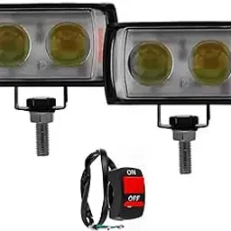 Ramanta 2 Lens Fog Light PCR Flashing Metal Body Ultra Mini Double Lens Fog Light with Yellow & White Fleshing Light Reflection (12-24V Comon, 45 W) Compatible with Motorbike Scooters (Red, Blue DRL)-picture-32