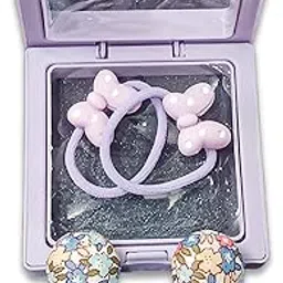 GOOD AND BEST Korean Style Hair Accessories Set, Floral Fabric Button Hair Ties and Purple Bow, 2 Pieces, Korean Gift Accessories Set for Kids-image-49