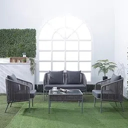OUTAREA Braided Rope 5-Seater Sofa Set for Outdoor, Indoor, Patio, Furniture Set, Rope Chairs, Garden, Balcony (Dark Grey)-picture-23