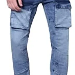 Kagad Jeans Mens Slim Fit Light Blue Cargo Jeans - Style Code KGDCRG-403066-picture-15