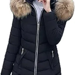 atorse Women Midi Faux Fur Collar Down Jacket Coat 6XL image 1