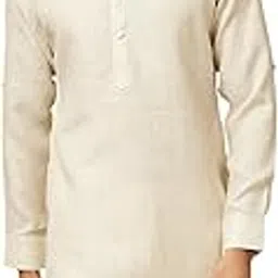 manyavar Men's Linen Self Patterned Kurta (1pc)-picture-41