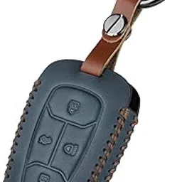 JVCV® Car Styling Soft Handmade Leather Key Cover Compatible With Tata Nexon, Harrier, Tiago EV, Altroz, Tigor, Safari, Nexon, Punch (Blue) - 4 Button Smart Key-picture-20
