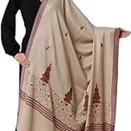 pashtush womens Woollen shawl, Embroidery design, Light Beige-picture-53