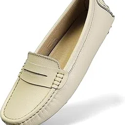 artisure Women's Classic Comfort Leather Penny Loafers Casual Slip-Ons Lightweight Walking Flats Driving Mocs Boat Shoes, Beige, 8-picture-50