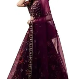 suppar sleave Women's Ethnic Wear Floral Digital Printed Organza zari Sequin Work Semi-Stitched Lehenga Choli With Dupatta-picture-54