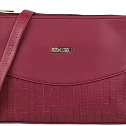 metro Maroon Faux Leather Premium Zipper Casual Sling Bag For Women (66-7249)-picture-49