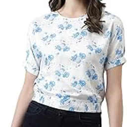 latin quarters Women White Floral Print Top with Short Sleeves-picture-14
