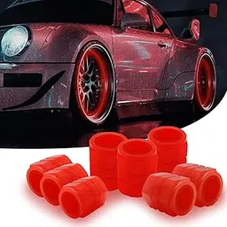 MeeTo Tire Valve Stem Caps Universal for Car, Bikes, Trucks, Luminous Fluorescent Glow in The Dark Air Cover, Tire Pressure Radium Caps, Modification & Decoration Accessories, Red Color, Pack of 8-image-67