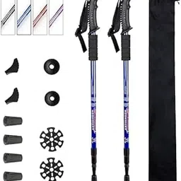 HolyDelight Trekking Poles – Blue Pack of 2 Lightweight Adjustable Aluminium Hiking Sticks | Shock Absorber Walking Poles with Terrain Tips, Carry Bag.-image-65