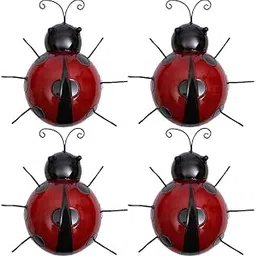 Merishopp Mini Metal Ladybug Fence Hanger Wall Hanging Outdoor Garden Decor Red x4-image-28
