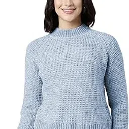 showoffff Women's Blue Textured Knit Pullover Sweater-CHN-105_Blue-picture-52