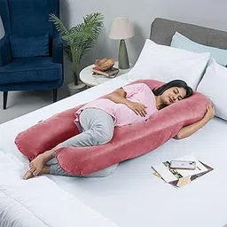 Wakefit Pregnancy Pillow | 3 Month Warranty | Velvet U-Shape Maternity Pillow for Pregnant Mothers, Pillow for Pregnant Women | Pink-picture-36