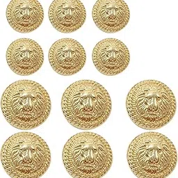 Aakriti 12 PCS Metal Blazer Button Set, Vintage Gold Lion Head Buttons, for Blazer, Suits, Sport Coat, Uniform, Jacket 6 x 15mm and 6 x 23mm (Golden)-picture-10