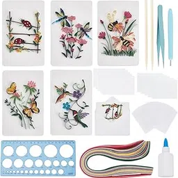 WEBEEDY 20 Sets Paper Quilling Kit for Adults Beginners Animal Flower Theme Greeting Cards Making Kit with Instruction Handmade Various Styles Animal Flower Theme Quilling Card for Friends Families-image-22