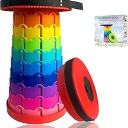 Jakuva Upgraded Camping Stool, Retractable Folding, Collapsible Telescoping Portable Stool with Max Load 360lbs for Adults, Indoor Outdoor Hiking Gardening, Rainbow Color-image-22