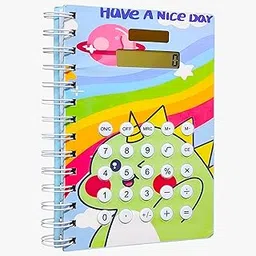 VGRASSP Cartoon Diary for Kids with Built-in Solar Calculator - Spiral Notebook with Lined Pages, Perfect for Writing, Drawing, and Learning Math - Color and Design As Per Stock-picture-12