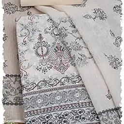 soch Womens Linen Floral Print Unstitch Dress Material With Thread Work-picture-17